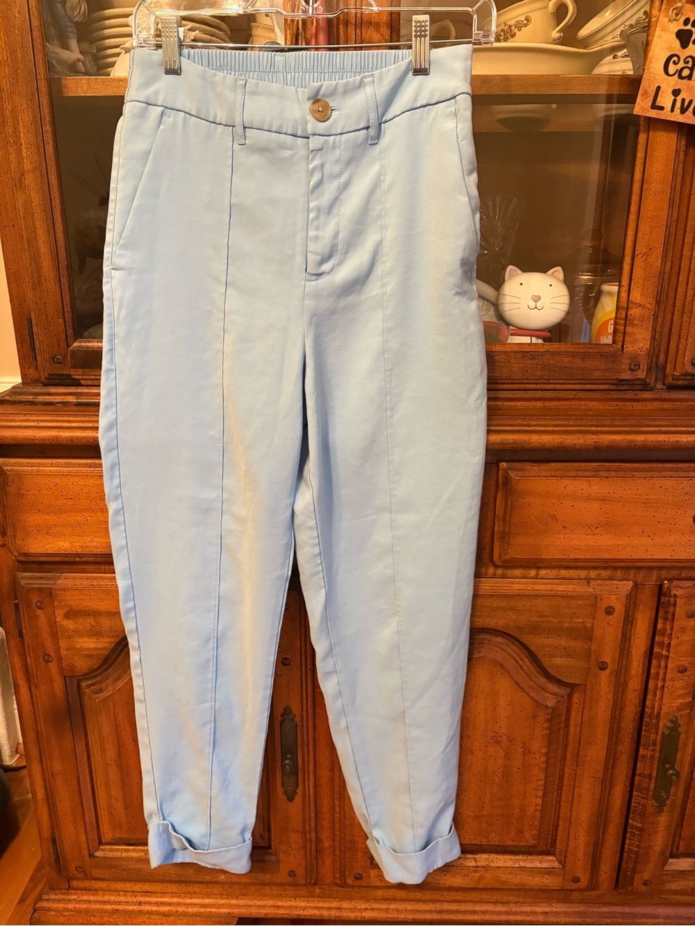 a new day Light Blue High-Rise Tapered Trousers